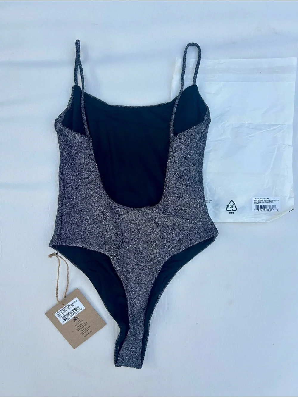 Toast Swim Scoop Thong One Piece—XS, Midnight Glitter, Never Worn (BNWT)